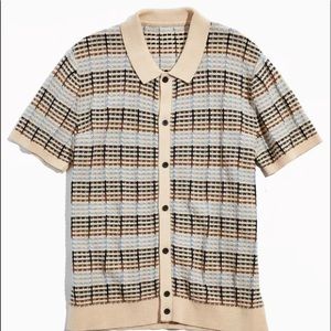 Mens Short Sleeve Textured Sweater